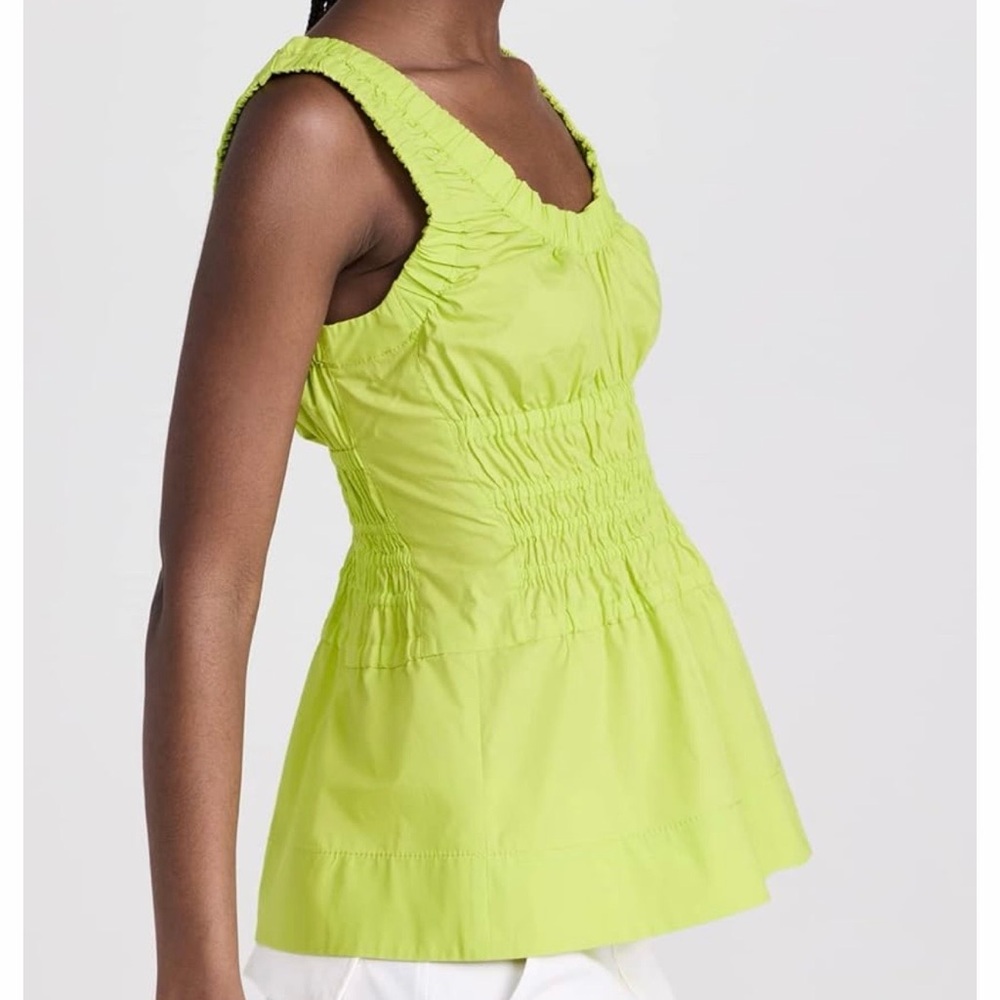 Proenza Schouler White Label Poplin Gathered Tank Top Green Apple - EUC, Size 6 - Picture 3 of 16